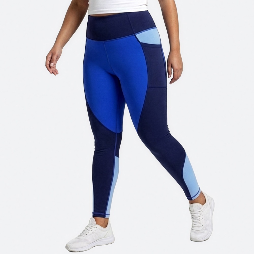 Buffbunny Leggings Blue M/L 10 High‎ Waisted Colorblock Pocket